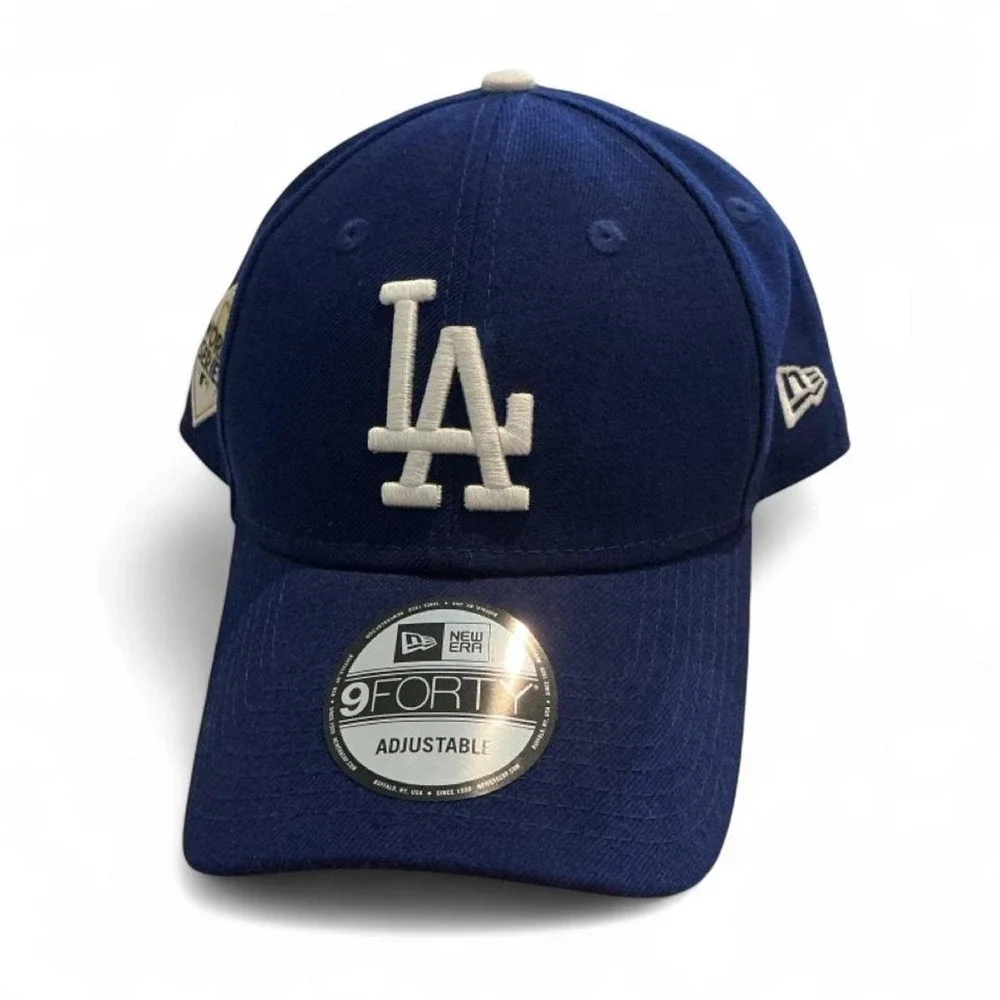 New Era 9FORTY LA Dodgers Hat Mens OSFA Blue 2017 World Series Patch